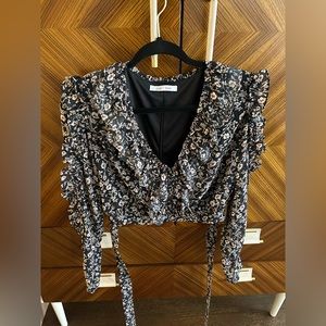 Mixology Gab and Kate floral long sleeve crop top